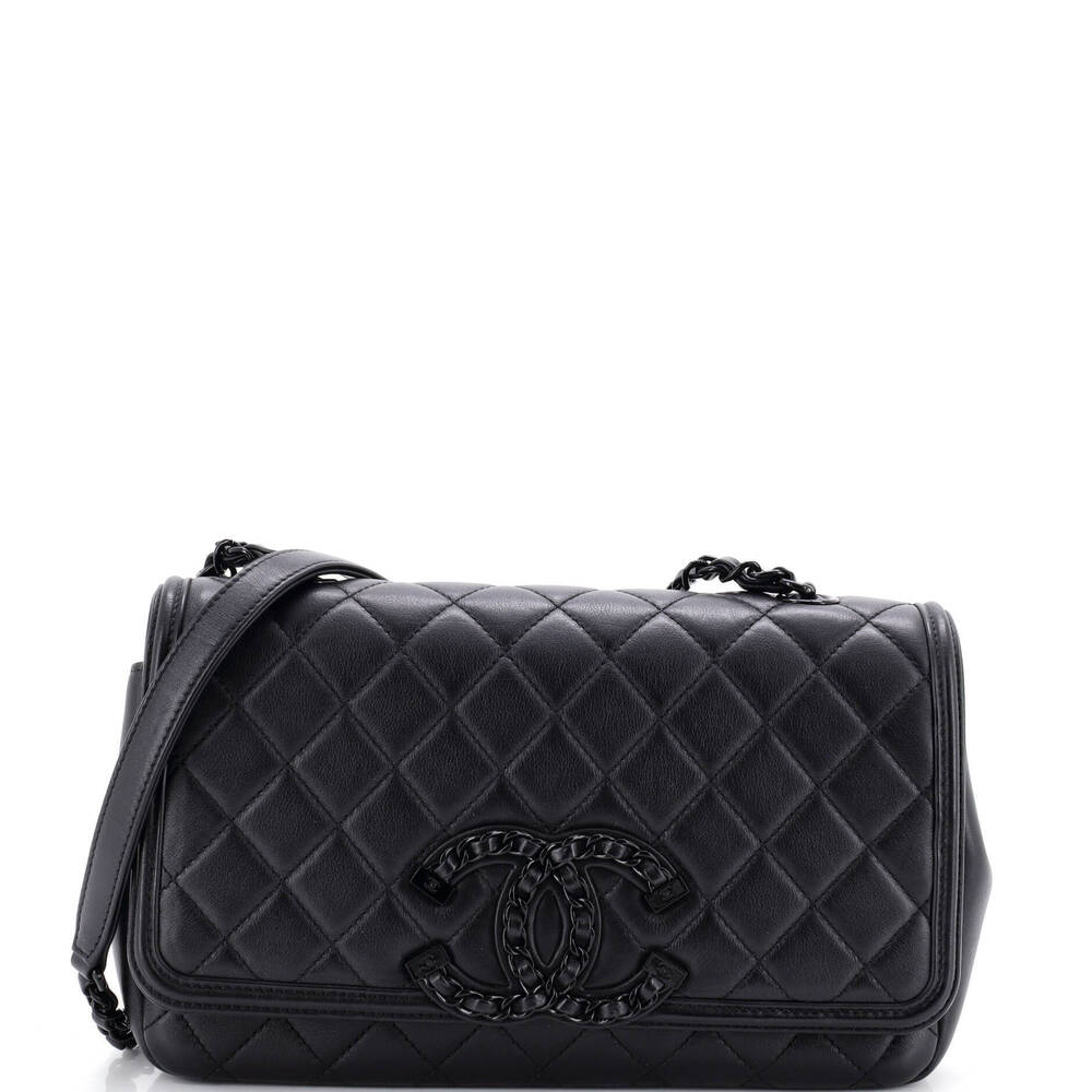 Chanel Medium Filigree Flap Bag Quilted Lambskin with Chain Detail